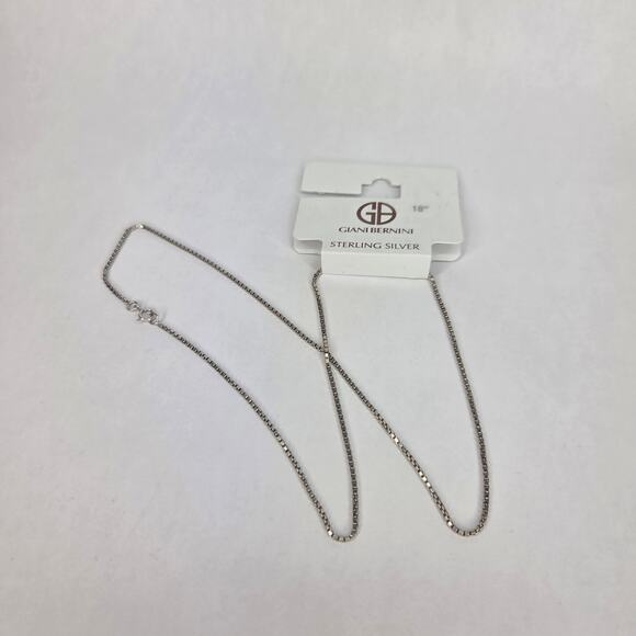 Giani Bernini Sterling Silver Chain Necklace, 18" Box Chain Simple Classic NEW - Picture 12 of 12